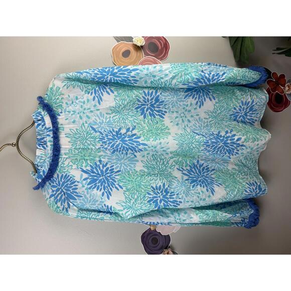 Sail to Sable Blue Costal Ruffle Neck Top with Tassels - Size - M/L - Picture 2 of 5